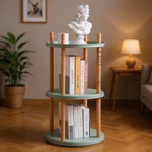 Estantería giratoria de 3 niveles de 360 grados, estante de almacenamiento multifuncional de almacenamiento de gran capacidad para sala de estar, sala de estudio compacta - Product Image 2