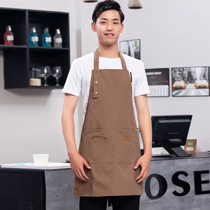 Op maat gemaakte logo geweven denim streep chef-kok schort met hangende nekzak voor gebruik in restaurant, keuken, hotel, koffieshop en bakkerij - Product Image 3