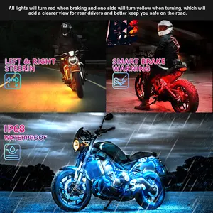 14PCS Motorcycle LED With APP Remote Control Turn Signal Brake Lights Neon Lights Driving Lights Underglow