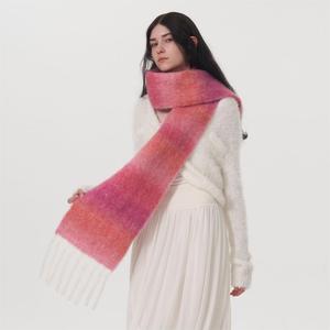<strong>2025</strong> Manufacturer Custom Winter Warm Knitted Scarf and <strong>Shawl</strong> High Quality Women Luxury Gradient Viscose <strong>Wool</strong> Tassel Scarf