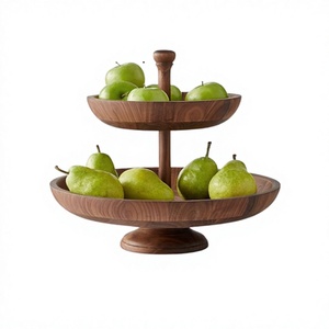 Corbeille à fruits en bois à deux niveaux pour table et service de table, à prix abordables - Product Image 1