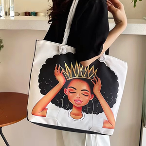 Tas Bahu Kanvas Wanita 2025 Bermotif Kapasitas Besar dengan Ritsleting, Tas Tangan dan Tas Belanja Impor - Product Image 2