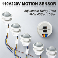 Saklar Sensor Gerak Inframerah 85V-265V, Saklar Tunda LED Cerdas untuk Koridor dengan Probe Tersembunyi, Dapat Diatur 12V/24V