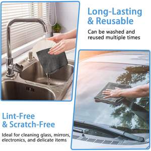 Vente en gros de rouleaux de chiffons de nettoyage en microfibre américains, spot et personnalisés, serviettes en microfibre ultra absorbantes, réutilisables, lavables, 12 pièces, 12x12 pouces - Product Image 3