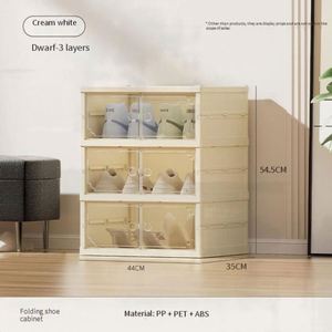 <b>Folding</b> Square PP Transparent Injection-Molded Eco-Friendly White/Black Heavy-Duty Shoe Cabinet Large Capacity <b>Storage</b> <b>Box</b> - Product Image 4