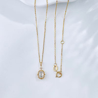 Pendentif carré de luxe en or jaune 18 carats avec diamant de laboratoire taille émeraude, polyvalent, ajustable, motif étoile, ensemble de bijoux fins, breloque délicate