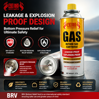 Bouteille de gaz butane antidéflagrante 227g, conception BVR, cartouche de gaz portable avec soupape de sécurité inférieure pour cuisine extérieure