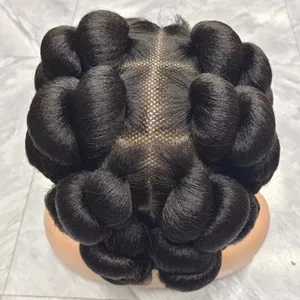 Kotak wig kepang frontal renda penuh kualitas tinggi gaya baru wig kepang Natural garis rambut buatan tangan wig kepang tanpa lem sintetis