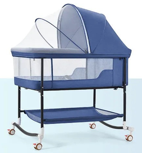 Cuna <span class=keywords><strong>de</strong></span> Lino <span class=keywords><strong>de</strong></span> Altura Ajustable para Recién Nacidos, Suministrada por la Fábrica JXB, Mesa Multifuncional para Cambiar Pañales con Mosquitero - Product Image 3