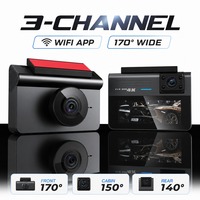 Cámara DVR para Auto 1080P Delantera, Interior y Trasera, con WiFi, Pantalla de 3 Pulgadas, USB 2.0, Batería de 150mAh, 64GB, Sensor G, Sistema de Grabación