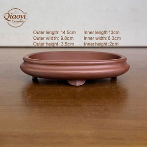 Petit pot à bonsaï ovale en argile violette, pot à <span class=keywords><strong>fleurs</strong></span> bohème, pots de jardin en céramique écologiques et durables, pour plantes succulentes - Product Image 2