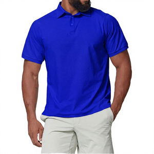 Camisa de Manga Corta Azul Rey para Hombre, Estampada, Color Sólido, Casual, con Botones al Frente, Corte Regular, Tejido Piqué de Poliéster Transpirable - Product Image 1