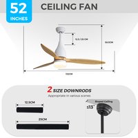 Ventilateur de plafond décoratif au design moderne, 52 pouces, avec lumière, pour salon, économie d'énergie