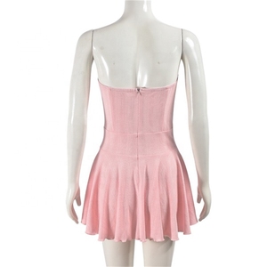 ZHEZHE <strong>Pink</strong> Sexy <strong>Y2K</strong> Sweet Hot Girl Pleated Mini <strong>Dresses</strong> Women Off Shoulder Sleeveless Backless Tube <strong>Dress</strong> - Product Image 5