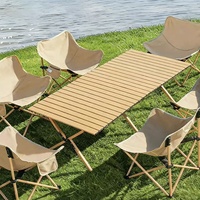 Table pliante d'extérieur, table à roulettes, table de camping portable, ensemble table et chaises, mobilier de pique-nique d'extérieur