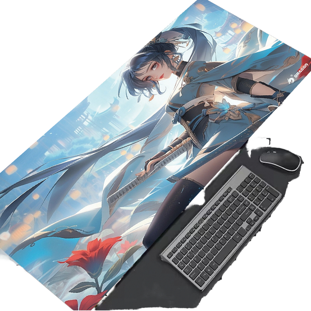 Gaming Rubber Cartoon Mouse Pad Large Desk Mat with Extended Edge Customizable Stitched Design for Office/Home Use