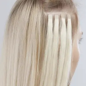 थोक सर्वोत्तम गुणवत्ता वाली रेमी मानव बाल एक्सटेंशन क्यूटिकल संरेखित मिनी टेप रेमी बालों में अनुकूलित रंग दिल टेप