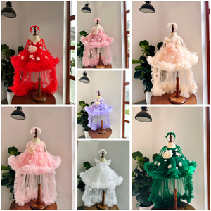 ชุดเดรสยาวสีชมพูเดรสเจ้าหญิงชุดเดรสยาวสีชมพูสำหรับเด็กผู้หญิงและเด็กทารกผลิตในเวียดนาม