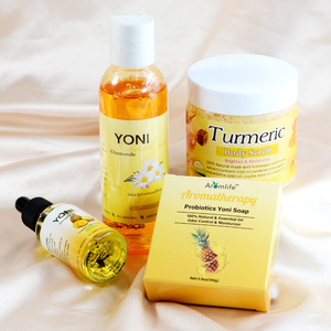 Kit de Soins d'<span class=keywords><strong>Hygiène</strong></span> Féminine : Gel <span class=keywords><strong>Intime</strong></span> Lavant, Huile Yoni Fraîcheur et Gommage Corps au Curcuma pour Usage Quotidien - Product Image 4