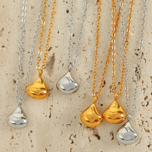 Collier pendentif goutte d'eau en alliage de zinc, or et argent, forme goutte d'eau, simple et élégant, chaîne de clavicule, bijoux de mode - Product Image 1