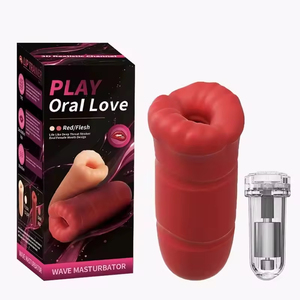 <b>vibrating</b> male masturbation device cup mouth design silicone stroking adult toy male Masturbation Toys - Product Image 5