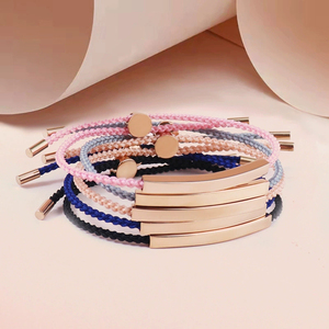 New Design Customize Blank Stainless Steel Engraving Knots Rope Adjustable <b>Bracelet</b> Weaving Bangle <b>Women</b> - Product Image 3