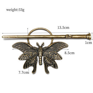 Jepit rambut Vintage klip rambut Bronzing Fork kupu-kupu kelelawar kucing Retro jepit rambut aksesoris perhiasan sumpit Pin rambut untuk wanita - Product Image 2