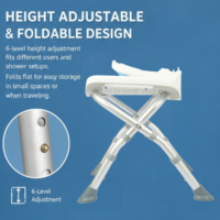 Tabouret de douche AndCare en aluminium, capacité 100 kg, pour personnes âgées et handicapées - Fournitures de réadaptation, siège rembourré