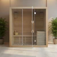 Poêle de sauna à vapeur moderne pour l'extérieur, en bois massif de pruche canadienne, 2 personnes, 3000W, alimenté par prise électrique