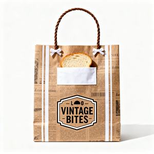 Sacchetti per Alimenti in Carta Kraft Personalizzati con Manico a Nastro Fustellato Buste Stand-up Ecologiche e Resistenti all'Umidità - Product Image 1