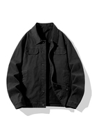 Veste en jean vintage délavée pour homme, coupe oversize, col rabattu, style streetwear décontracté, broderies techniques, 100 % coton sur le devant