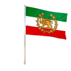 Bandera Histórica Iraní Persa con Corona de León, de Seda y Poliéster Duradero, Impresión Digital UV, Ecológica, Colores Personalizables, para Automóviles - Product Image 1