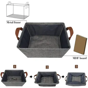Durable Storage Bin Freestanding Polyester Collapsible Storage Box With Handle For Clothes Accessory
