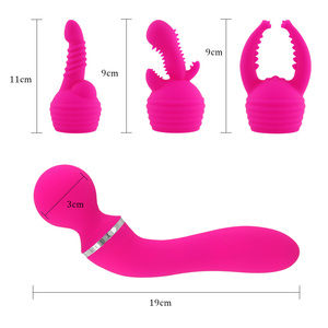 Vibrador AV Stick con 3 cabezales para mujer, masajeador de punto G, dildo de doble motor, vibrador de silicona, potente varita, rojo. - Product Image 5