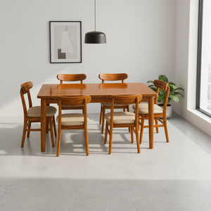Best Indonesia furniture product 1 <b>set</b> of 1 dining table and 6 cushioned chairs for <b>restaurant</b> cafe living room - Product Image 3
