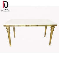 Table de banquet de mariage avec plateau en MDF et cadre en acier inoxydable doré