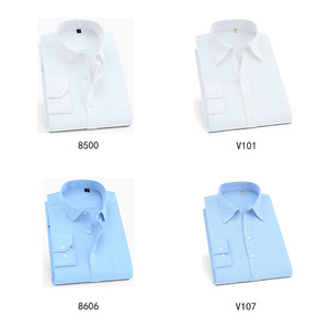Camicia estiva di nuovo arrivo in cotone massiccio in poliestere a maniche lunghe Chemise per camicie da uomo uniformi formali camicie da ufficio - Product Image 4