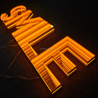 Enseigne lumineuse LED personnalisée en néon 3D avec effet miroir infini, enseigne de logo en miroir infini 3D accrocheuse, enseigne extérieure et intérieure pour entreprise et magasin
