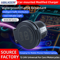 Chargeur rapide étanche 12-24V, prise USB encastrée, double ports USB 30W PD QC3.0 18W pour voiture, bateau, moto