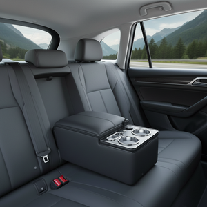 Consola de Asiento Trasero para Auto de Gran Capacidad, en Cuero ABS, con Luz Ambiental, Capacidad de Carga, Kits Interiores en Negro y Beige, Caja de Reposabrazos - Product Image 3