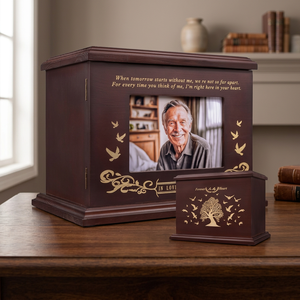 Customized Eco-Friendly Durable Square Wooden <b>Urn</b> Modern Design <b>Large</b> Capacity Tabletop Vase for Decorative Sympathy Display - Product Image 4