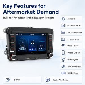 Flysonic 7 pouces 2+32 Go Navigation GPS en stock Prêt à être expédié CarPlay Android Auto Lecteur Android pour voiture pour VW Golf Jetta Polo - Product Image 3