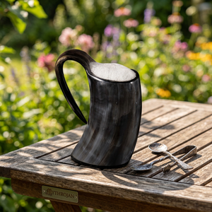 Tasses en corne de buffle FAIZA CRAFT de haute qualité, polies, de forme naturelle, sculptées (animaux et motifs religieux), écologiques, pour bar et bière - Product Image 1