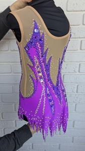 Costume da gara di ginnastica ritmica da ragazza con Pattern Design di lusso con strass lucido ginnastica artistica body Ballet - Product Image 5