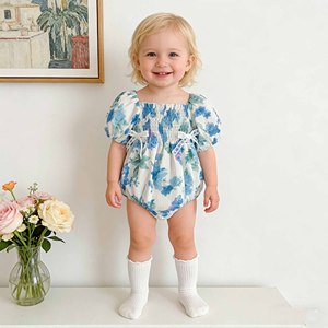 <span class=keywords><strong>Ropa</strong></span> de Bebé Verano 2026, Estilo Dulce con Encaje, Lazo y Estampado, <span class=keywords><strong>Ropa</strong></span> de Bebé con Bolsillo en la Parte Trasera, <span class=keywords><strong>Ropa</strong></span> de Bebé Triangular - Product Image 1