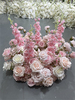 GreenLife Karangan Bunga Pink Besar dan Buatan dengan Tempat Lilin, Hiasan Tengah Meja Elegan untuk Dekorasi Pesta Pernikahan Grosir