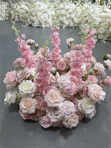 GreenLife Large and Artificial <b>Pink</b> Flower Wreath <b>Candlestick</b> Holder Elegant Centerpiece for Wedding Party Decor Wholesale - Product Image 6