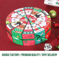 Boîte à gâteau triangulaire personnalisée imprimée de dessins animés pour Noël, emballage plat, boîte à dragées de Noël sur mesure pour les fêtes