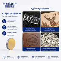 Miroir laser en silicium 10,6 µm, diamètre 25,4 mm, épaisseur 6,35 mm pour découpe et gravure laser CO2