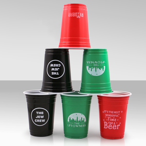 Wholesale <strong>Custom</strong> Logo 16 Oz Blue Black Yellow Green Red Disposable Plastic Party Cup Double Color Plastic Cup for Drinking - Product Image 3